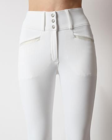 Montar Rijbroek Kirstin crystal Tape extra high waist Wit